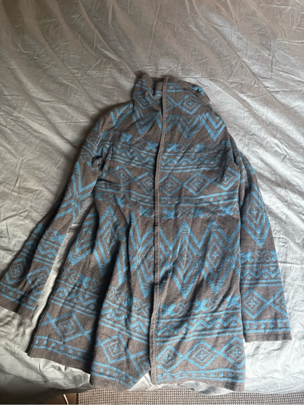 Krimson Klover Teal and Charcoal Geometric Cardigan